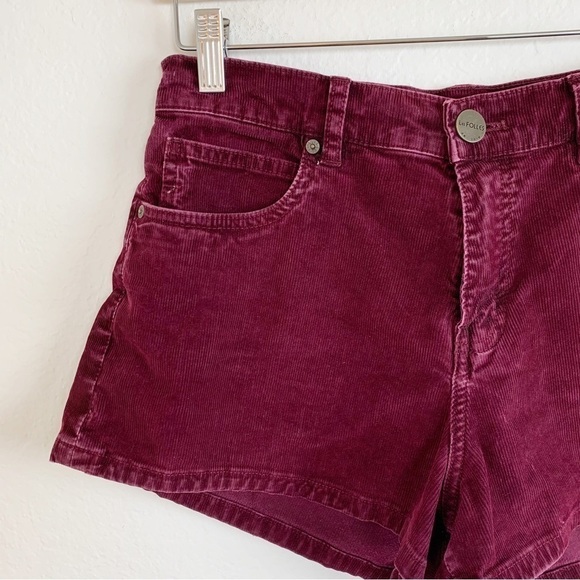 Les Folles de Joie High Waisted Shorts Corduroy Size 29 Burgundy - Picture 8 of 8